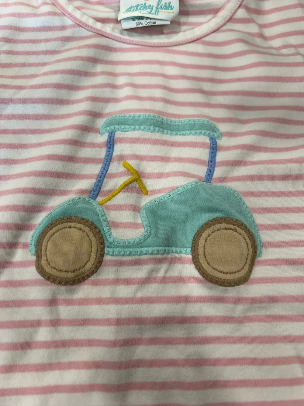 Stitchy Fish Girls Pink Striped Golf Cart Top & and pink leggings